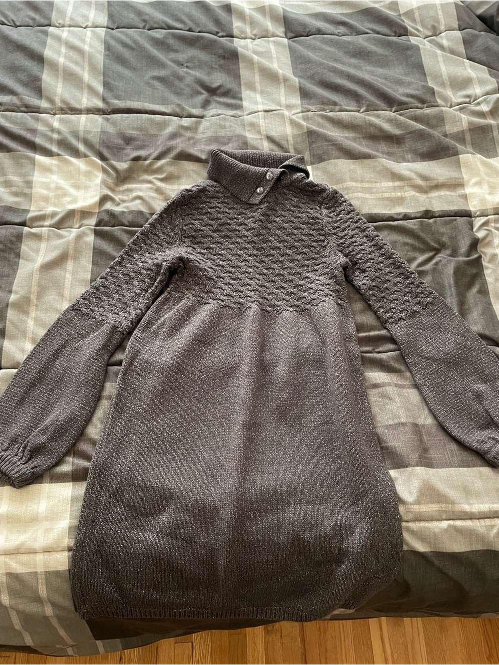 Kid’s Gray Knit Pullover Sweater Dress